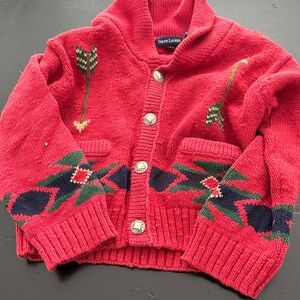 Ralph Lauren Kids Red Patterned Sweater